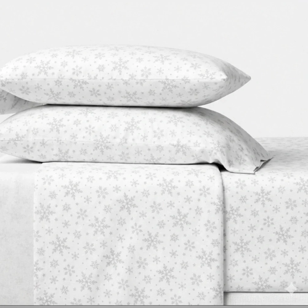 NEW Wondershop Snowflake Flannel Queen Sheet Set 100% Cotton Cozy Winter Soft
